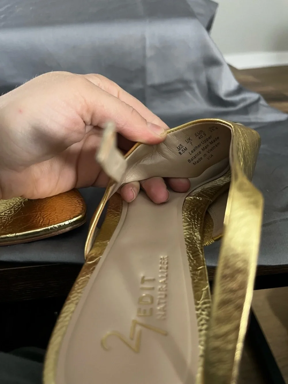27 EDIT Metallic Gold Slingback Open-Toe Sandals - Picture 3 of 3